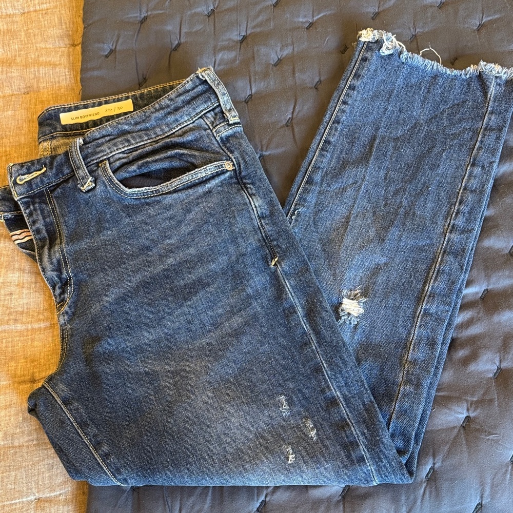 Pilcro and the Letterpress Blue Slim Boyfriend Jeans Sz 30